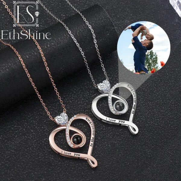 925 Sterling Silver Personalized Photo Projection Necklace for Women Custom Photo Love Heart Pendant Memorial Gifts - Image 4