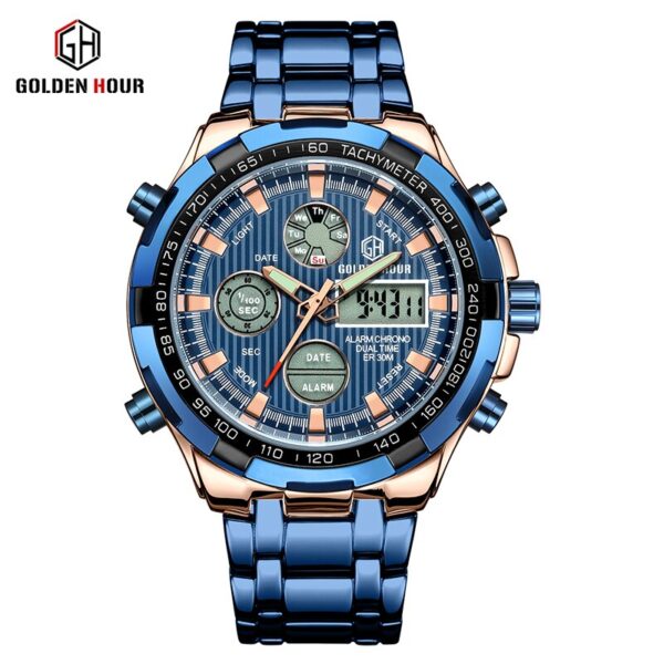 Luxury Brand Waterproof Military Sport Watches Men Silver Steel Digital Quartz Analog Watch Clock Relogios Masculinos - Image 3