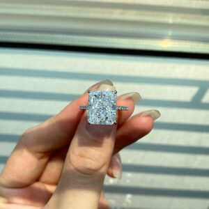 Wong Rain 100% 925 Sterling Silver Radiant Cut 10*12MM 8CT VVS D Color Created Moissanite Flower Ring Jewelry