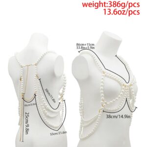 Stonefans Rave Imitation Pearl Body Jewelry Bra Bikinis for Women Festival Outfit Sexy Belly Chain Waist Lingerie Jewelry Gifts