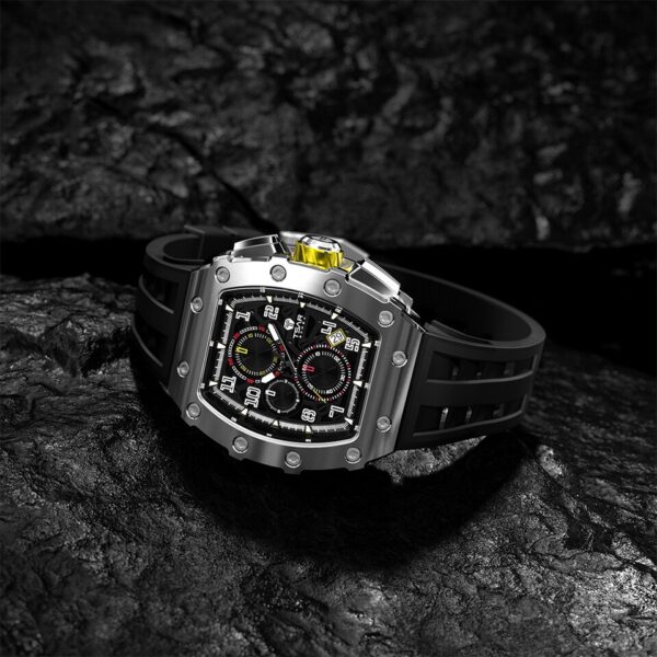 Men Luxury Brand Tonneau Design Waterproof Clock Stainless Steel Wristwatch Sport Chronograph Square Mens Watch - Image 13