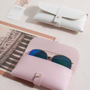 2 Pcs Retro Literary Simple Glasses Bag Soft Leather Glasses Case Ins Girl Portable Sun Sunglasses Bag Storage Bag