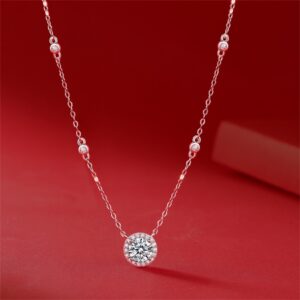 Round 1 Carat Moissanite 100% 925 Sterling Silver Sparkling Charming Fashion Pendant Necklace Women’s Brand Fine Jewelry