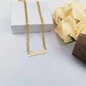 Stainless Steel Custom Name Necklace and Bamboo Hoop Earrings Set Personalized Name Jewelry Set for Women Mother’s Day Gift