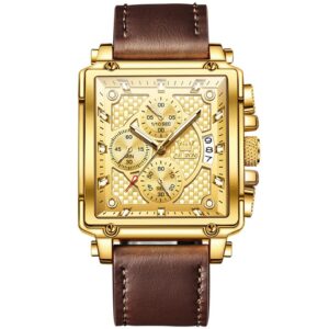 New Men Watches Luxury Square Quartz Wrist Watch Original Waterproof Luminous Chronograph Watch for Men Relogio