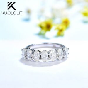 2.45 CTW Moissanite Ring for Women Soild 18K 14K Yellow Gold D/VVS1 Oval Cut Wedding Band for Engagement Christmas Gift