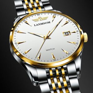 Casual Sport Chronograph Men Watches Stainless Steel Band Wristwatch Big Dial Quartz Clock with Luminous Pointers