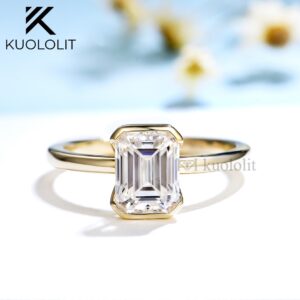 3CT Emerald Cut  Moissanite Ring for Women Soild 18K 14K Yellow Gold D/VVS1 Diamond Ring for Engagement Christmas Gifts