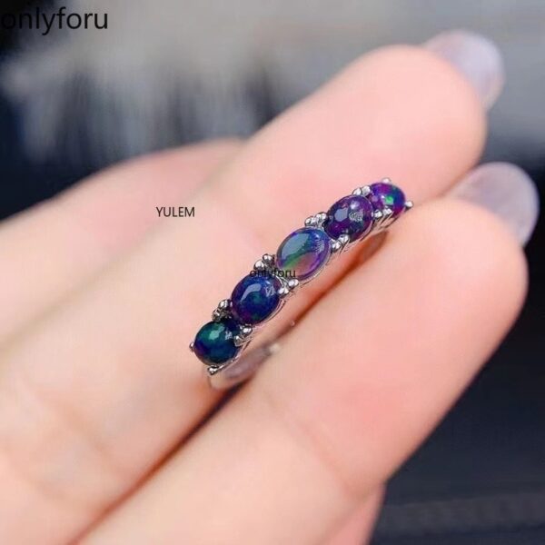 Boutique Jewelry 925 Sterling Silver Inlaid Natural Black Opal Necklace Ring Earring Female Suit Support Detection - Image 4