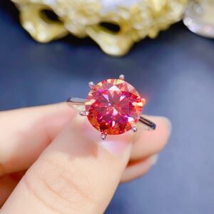 5ct  Watermelon red moissanite  Personality design  New ring 925 Sterling silver beautiful color sparkling