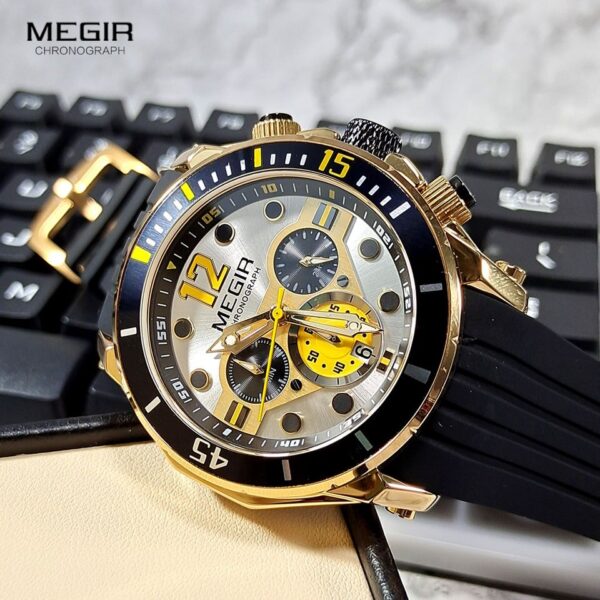 MEGIR Chronograph Watches for Men Fashion Military Sport Silicone Strap Wristwatch with Auto Date Waterproof Quartz Watch - Image 9