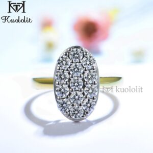 18K 14K 10K Yellow White Gold Ring for Women Two Tone Created Diamond Luxury Band for Engagement Wedding New