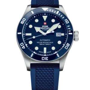 SWISS MILITARY SMA34075.07 SWISS MADE AUTOMATIC DIVE WATCH 500M Blue Luxury Watch For Men