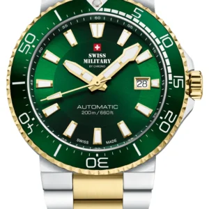 SWISS MILITARY BY CHRONO AUTOMATIC DIVE WATCH 200M – SMA34086.04 Gold Green