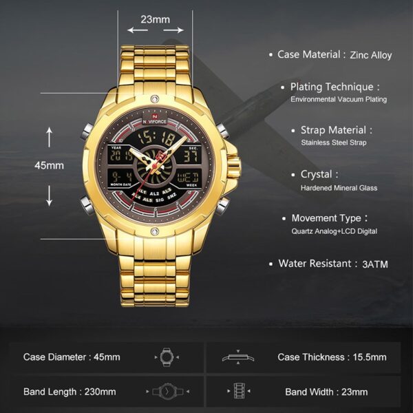 Luxury Original Watches For Men Digital Chronograph Fashion Sport Quartz Wrist Watch Stainless Steel Waterproof Clock - Image 7