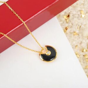 S925 sterling silver gold-plated natural stone amulet pendant female necklace fashion brand party high-end luxury jewelry