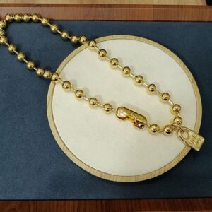 High Quality European and American Original Fashion Electroplating 925 Silver Beads Chain Lock Necklace 14 K Gold Jewelry Gift