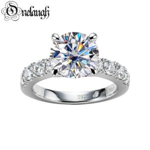 Real 3.5ct 9.5mm D Color Moissanite Wedding Rings For Women Top Quality 18K Gold Plated 100% 925 Sterling Silver Jewery