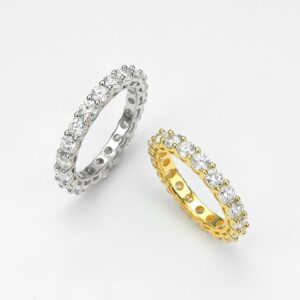 2.2 Carat 3MM Moissanite Full Circle Row Diamond Ring 925 Sterling Silver Pass Diamond Test For Women Wedding Fine Jewelry