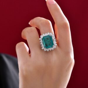 Rain 925 Sterling Silver 9CT Emerald High Carbon Diamonds Gemstone Anniversary Vintage Ring For Women Fine Jewelry Gifts