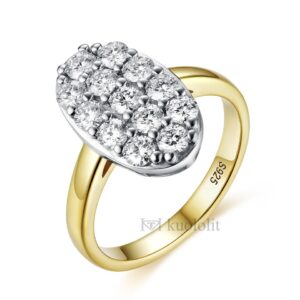 18K 14K 10K Yellow White Gold Ring for Women Two Tone Created Diamond Luxury Band for Engagement Wedding New