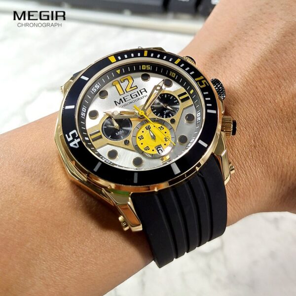 MEGIR Chronograph Watches for Men Fashion Military Sport Silicone Strap Wristwatch with Auto Date Waterproof Quartz Watch - Image 10