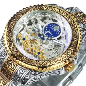 New Men Forsining Automatic Tourbillon Watch for Men Mechanical Skeleton Mens Watches Top Brand Luxury Engraved Vintage Moon Phase Steel