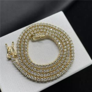 S925 Silver 2mm Moissanite Tennis Chain Necklace for Women Men Miami Iced Out Bling Moissanite Diamond Link Necklaces Gra