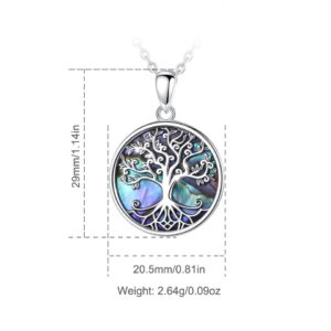 Genuine 925 Sterling Silver Tree of Life Pendant for Women Man Natural Abalone Shell Necklace Fine Fashion Party Gift