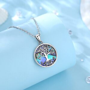Genuine 925 Sterling Silver Tree of Life Pendant for Women Man Natural Abalone Shell Necklace Fine Fashion Party Gift