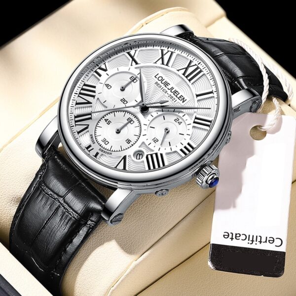 Fashion Men Watches Top Brand Luxury Genuine Leather Strap Quartz Men Watch Business Casual Date Chronograph Watch Men