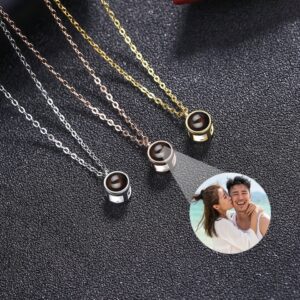 Photo Custom Projection Necklace Pendant Personalized Necklace Lover Family Wife Husband Memory Gift Valentine’s Day Gift