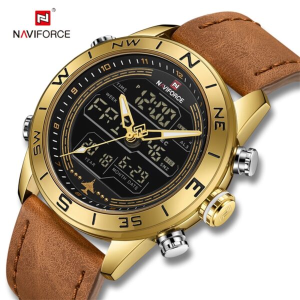 Luxury Brand Men NAVIFORCE 9144 Army Military Watch Digital Leather Sport waterproof Watches Quartz Men Clock Relogio Masculino - Image 9