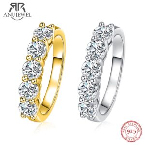 4mm D Color Moissanite Wedding Band Ring  925 Sterling Silver 18K Gold Plated Eternity Band Engagament Rings Wholesale