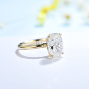 3.5CT Crushed Ice Oval Moissanite 18K 14K Yellow Gold Ring for Women D VVS Solitaire Ring for Engagement Party Wedding