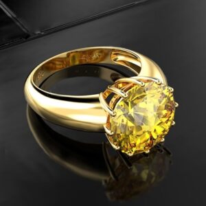 12MM Round Top Quality Gemstone Gold Color Luxury Women Wedding Engagement Rings 925 Sterling Silver Jewelry Ring