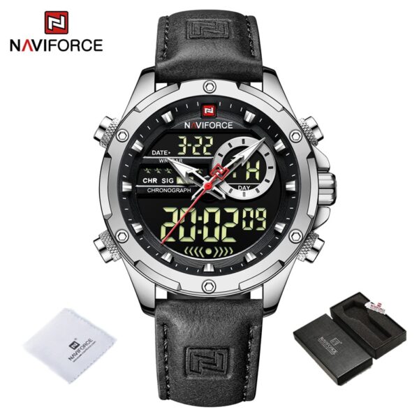 Luxury Brand Original Watches For Men Casual Sports Chronograph Alarm Quartz Wrist Watch Leather Waterproof Clock 9163 - Image 10