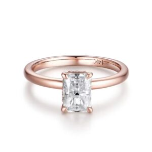 Radiant Moissanite Ring for Women Soild 18K 14K Rose Gold Hide Halo Wedding Jewelry for Engagement Christmas Gifts