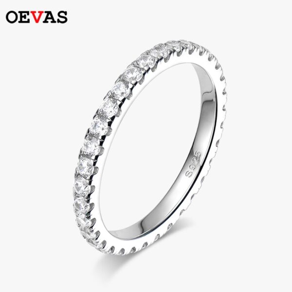 100% 925 Sterling Silver Full 2mm Moissnaite Diamond Rings For Women Top Quality Party Wedding Band Fine Jewelry - Image 4