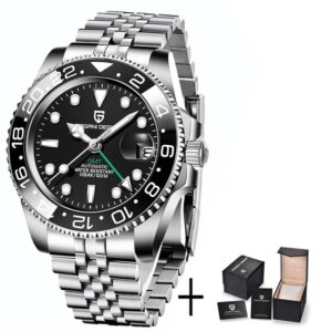 New Luxury Men Mechanical Wristwatch PAGANI DESIGN Stainless Steel GMT Watch Top Brand Sapphire Glass Men Watches