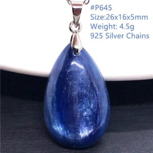 Natural Blue Kyanite Crystal Pendant For Women Lady Man Healing Love Luck Gift Cat Eye Stone Beads Silver Gemstone Jewelry AAAAA