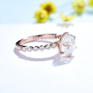 2CT Jubilee Cut Moissanite 14K 585 Rose Gold Rings for Women D VVS Round Moissanite Bubble Luxury Ring for Engagement