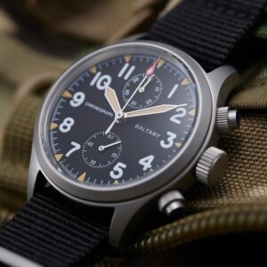 Baltany Retro Quartz Chronograph Watch Stainless Steel Case Fabric Strap 100M Waterproof Multifunction Military Watches