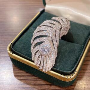 Feather Diamond Ring 925 sterling silver Party Wedding band Rings for Women Men Promise Engagement Jewelry
