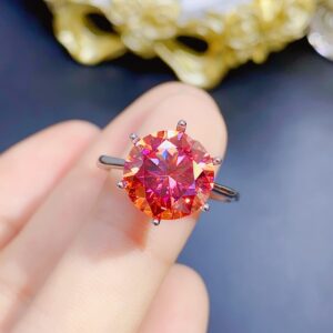 5ct  Watermelon red moissanite  Personality design  New ring 925 Sterling silver beautiful color sparkling
