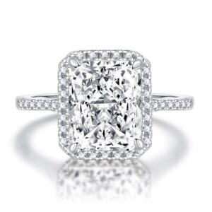 100% 925 Sterling Silver Crushed Ice Cut Radiant Cut Created Moissanite Gemstone Wedding Engagement Rings Fine Jewelry