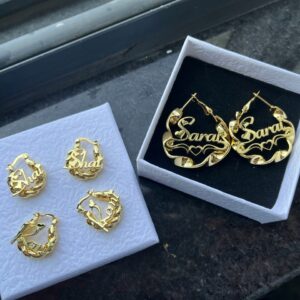 Custom Name Earrings 18mm Personalized Twist Hoop Earring With Letters Anti-allergy For Women Girls Jewelry Gift