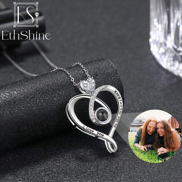 925 Sterling Silver Personalized Photo Projection Necklace for Women Custom Photo Love Heart Pendant Memorial Gifts - Image 10