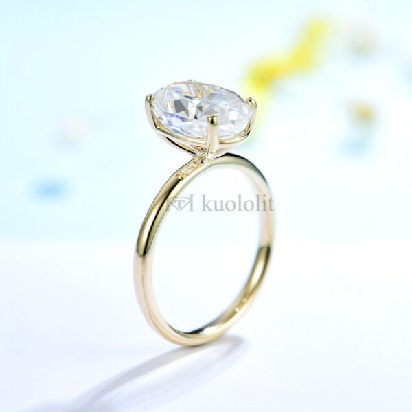 3.5CT Crushed Ice Oval Moissanite 18K 14K Yellow Gold Ring for Women D VVS Solitaire Ring for Engagement Party Wedding - Image 5