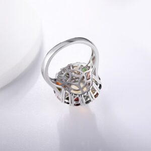 925 Sterling Silver Natural Opal Wedding Rings for Women 3.5 Carats Colourful Tourmaline Gemstone Custom Fine Jewelry